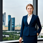 **

"A successful businesswoman in a modern Moscow office, dressed in a stylish yet modest business suit, fully clothed, appropriate attire, safe for work, perfect anatomy, natural proportions, professional photograph, high quality. The background shows a panoramic view of the Moscow city skyline."

**