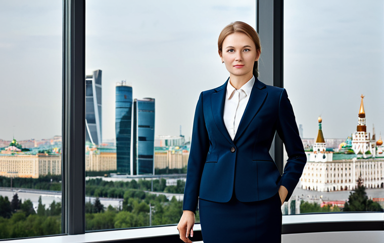 **
"A successful businesswoman in a modern Moscow office, dressed in a stylish yet modest business suit, fully clothed, appropriate attire, safe for work, perfect anatomy, natural proportions, professional photograph, high quality. The background shows a panoramic view of the Moscow city skyline."
**